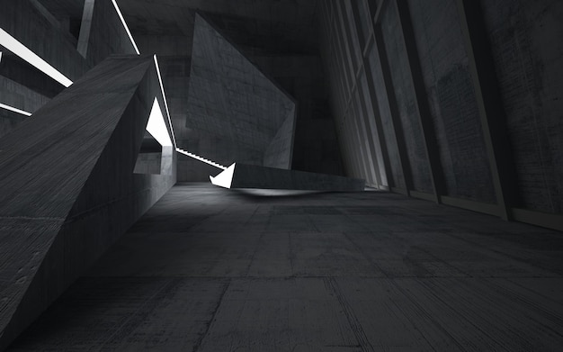 Empty dark abstract concrete room smooth interior Architectural background Night view