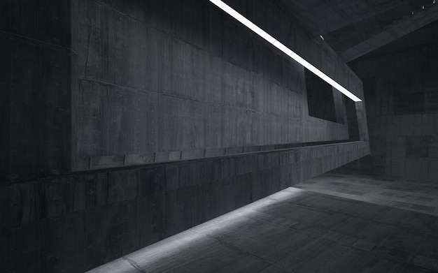 Empty dark abstract concrete room smooth interior Architectural background Night view