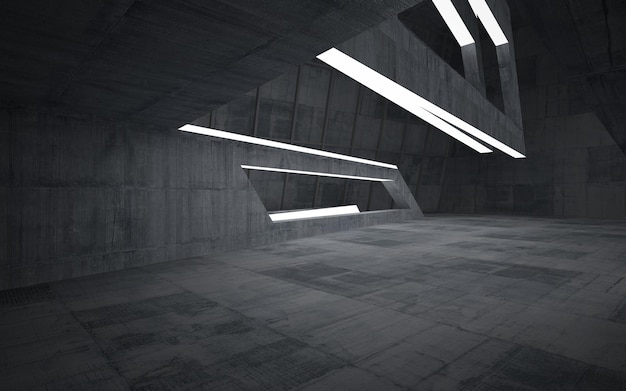 Empty dark abstract concrete room smooth interior Architectural background Night view