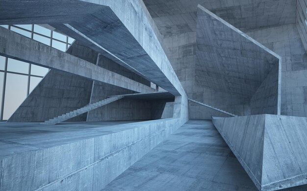 Empty dark abstract concrete room smooth interior Architectural background Night view