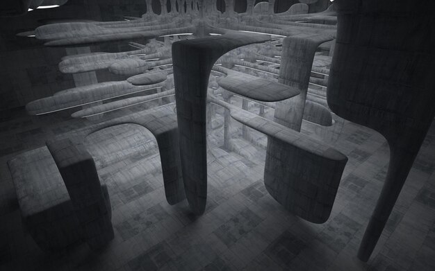 Empty dark abstract concrete smooth interior Architectural background 3D illustration and render