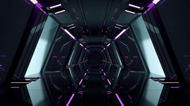 Empty dark room Futuristic scifi background 3d rendering