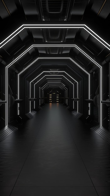 Empty dark room Modern Futuristic Sci Fi Background 3D illustration