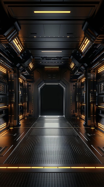 Empty dark room Modern Futuristic Sci Fi Background 3D illustration