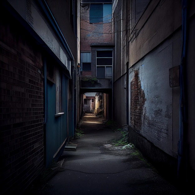 Empty dark and scary back alley