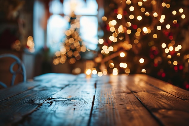 Empty defocuded christmas room background with copy space