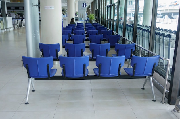 Empty departure lounge at Don Mueang airport while Coronavirus pandemic.