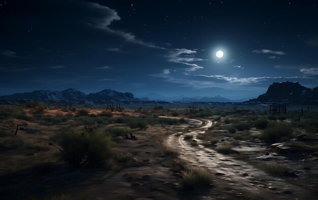 Photo empty desert landscape at night