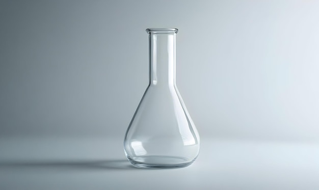 Photo empty erlenmeyer flask and glass funnel isolated background