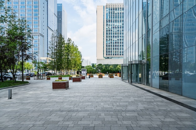 Empty floors and office buildings in the financial center, Qingdao, China