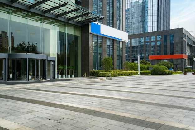 Empty floors and office buildings in the financial center, Qingdao, China