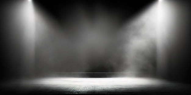 Empty foggy stage with spotlight