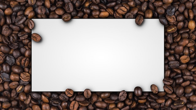 Empty frame of roasted coffee beans banner