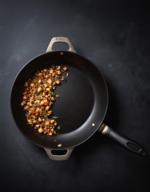 Photo empty frying pan for cooking placed on white background