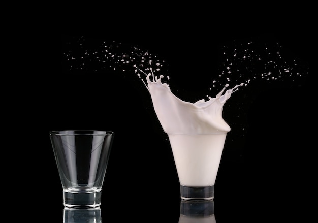 Empty glass on a black background. Shoot the glass on a black background