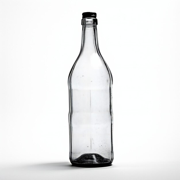 Empty glass bottle isolated on a white background