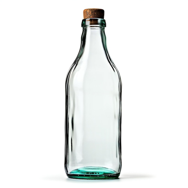 Empty glass bottle isolated on white background