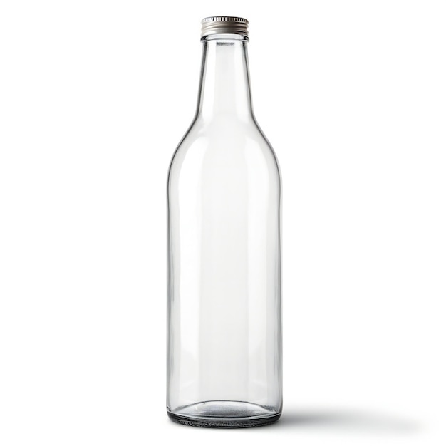 Empty glass bottle isolated on white background