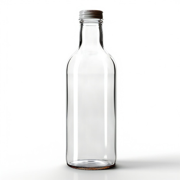 Empty glass bottle isolated on a white background