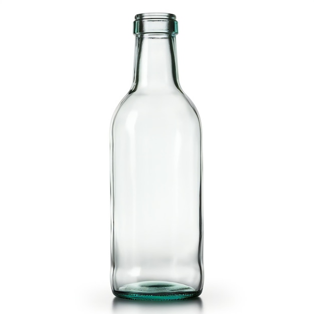 Empty glass bottle isolated on white background