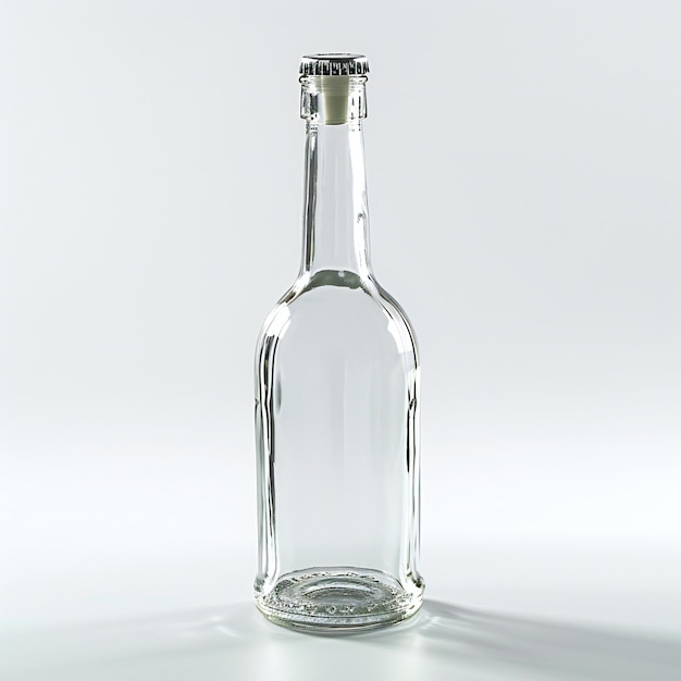 Empty glass bottle on a white background