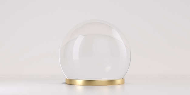 Empty glass dome design for product presentation case 3d rendering