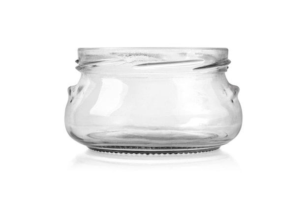 Photo empty glass jar isolated on white background with clipping path