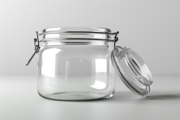 Empty Glass Jar with a Metal Clasp and Lid