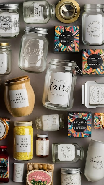 Empty glass jars food product packaging with design space