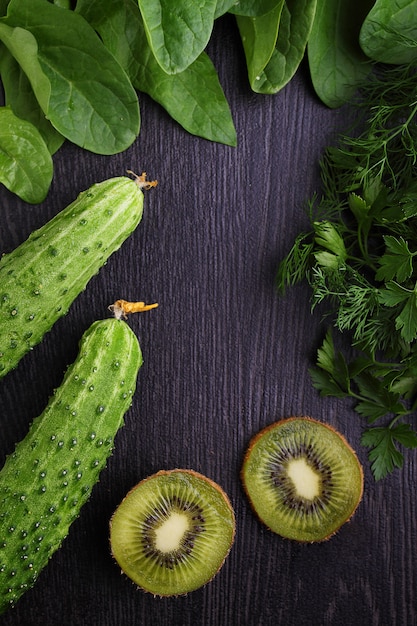 Empty glass for smoothies made from green vegetables and spinach