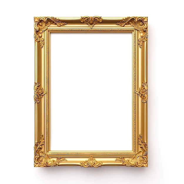 An empty gold frame on a white background captured beautifully