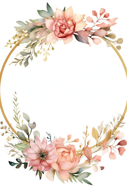 an empty golden circle frame surrounded by wedding f