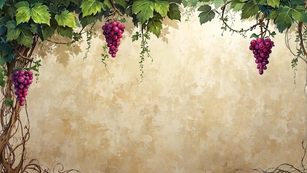 empty grapes vine solid color background