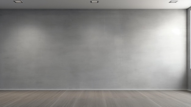 Empty gray office room with blank wall and window