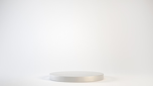 Empty gray podium or pedestal display on white background with cylinder stand concept 3d render