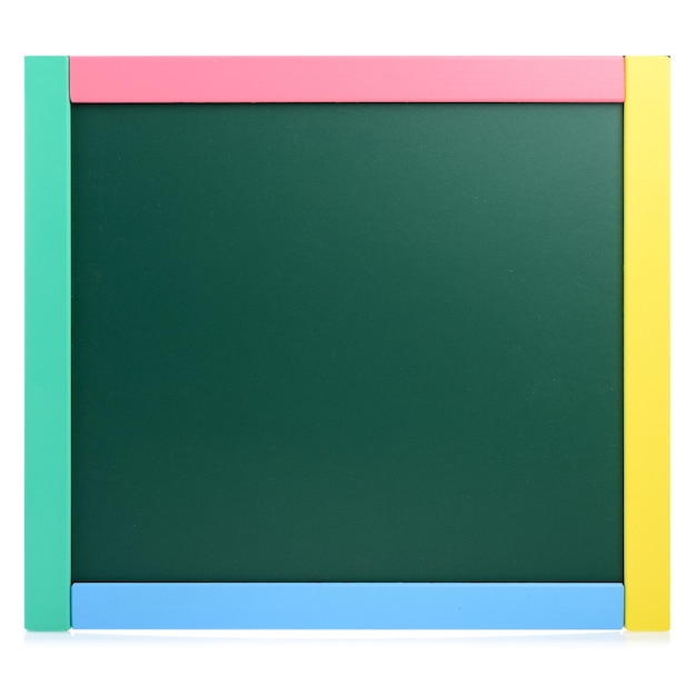 An empty green blackboard isolated on a white background copy space The concept of school and education Chalk drawing board September 1 knowledge day background