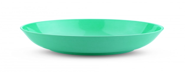 Empty green bowl on white background