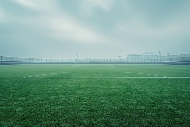 Photo empty green football field with vast copy space