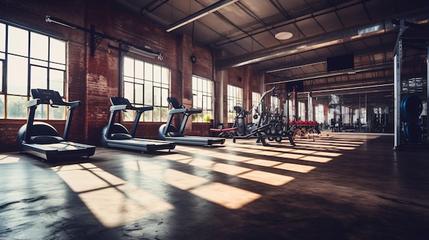 Empty gym with crossfit equipment