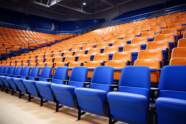 Empty gymnasium bleachers