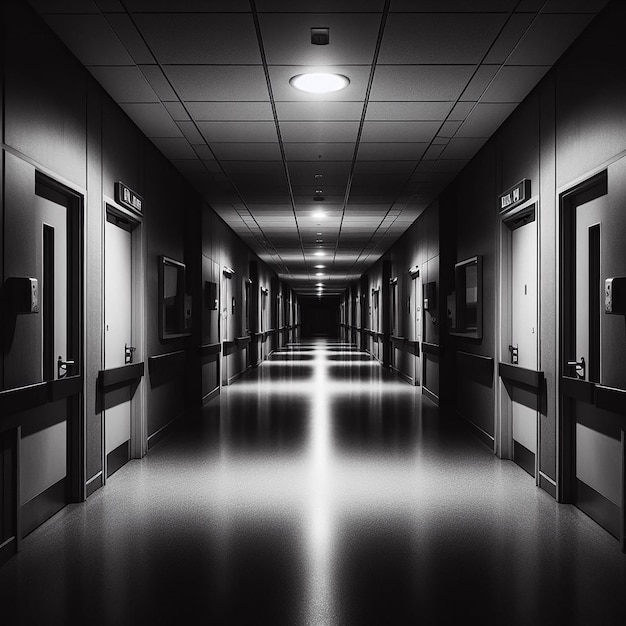 Empty hallway background of a hospital