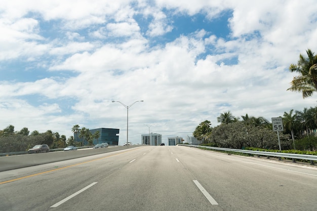 Empty high road on cloudy outdoors in Palm Beach Florida USA, highway.