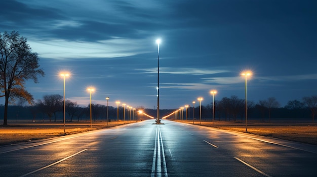 Empty highway at dusk blank billboard vanishing point