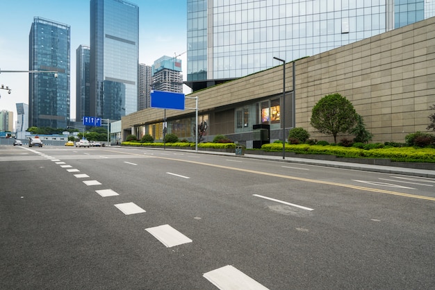 empty highway with cityscape of chongqing, China