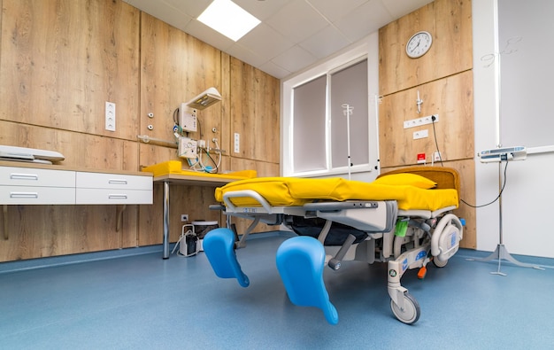 Empty hospital room with new medical furniture Recovery modern ward