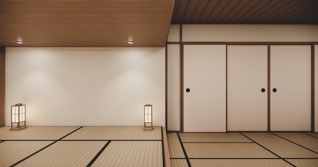 Empty house hall with tatami