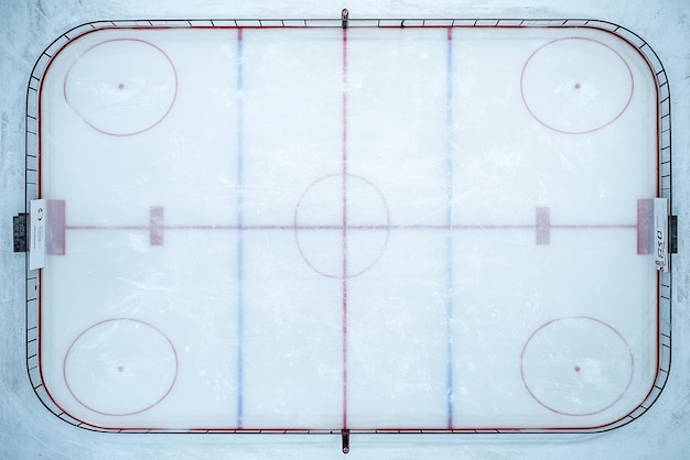 Photo empty ice hockey rink with smooth ice