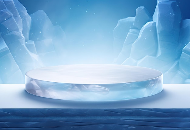 Empty ice podium winter stage 3d background