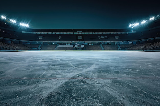 Empty ice rink stadium