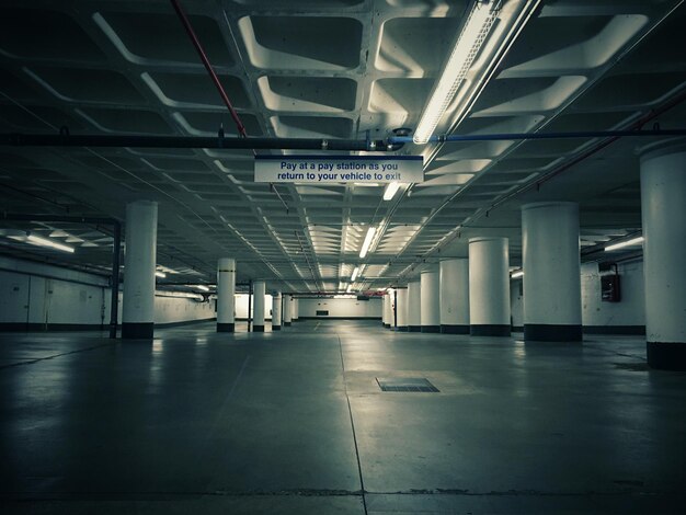 Empty illuminated parking lot